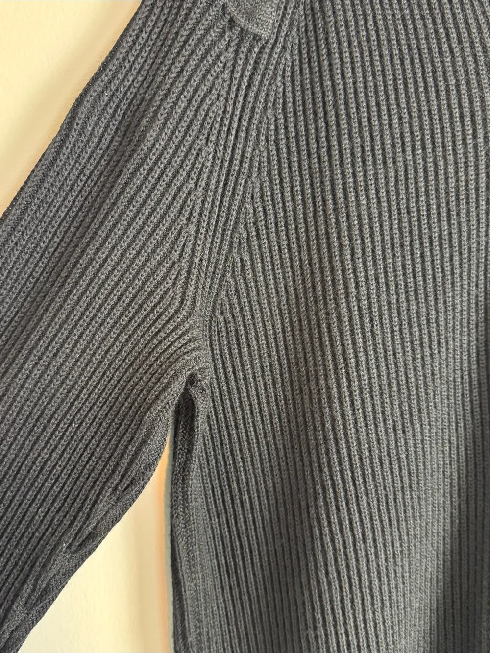Banana Republic 100% Wool Black Fisherman’s Knit Quarter Zip Sweater Size Large